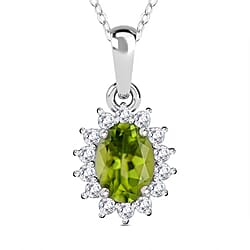 Citrine November Birthstone and Natural Zircon Pendant with Chain (Size 20) in Platinum Overlay Sterling Silver