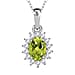 Halo Pendant with Chain in Platinum Overlay Sterling Silver