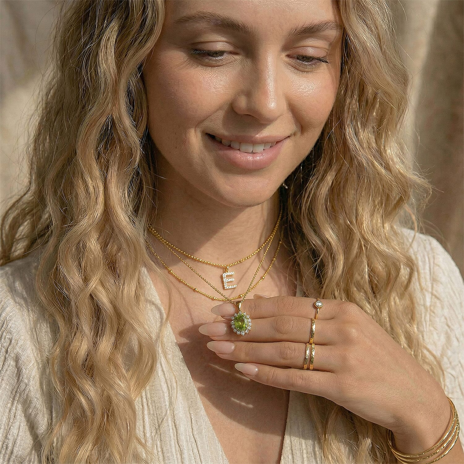 Hebei Peridot and Natural Cambodian Zircon Pendant with Chain(Size-20 with Lobster Clasp) in 18K Vermeil Yellow Gold Plated Sterling Silver 1.17 Ct.