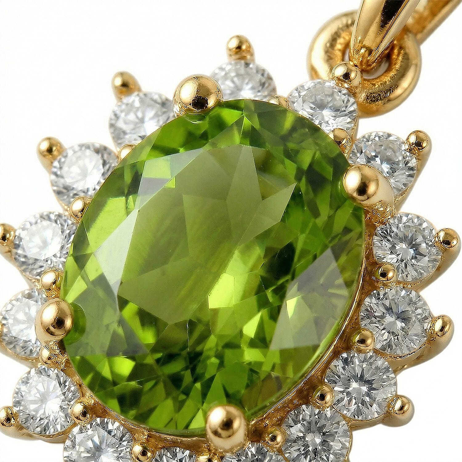 Hebei Peridot and Natural Cambodian Zircon Pendant with Chain(Size-20 with Lobster Clasp) in 18K Vermeil Yellow Gold Plated Sterling Silver 1.17 Ct.