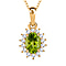 Hebei Peridot and Natural Cambodian Zircon Pendant with Chain(Size-20 inch with Lobster Clasp) in 18K Vermeil Yellow Gold Plated Sterling Silver 1.20 Ct.