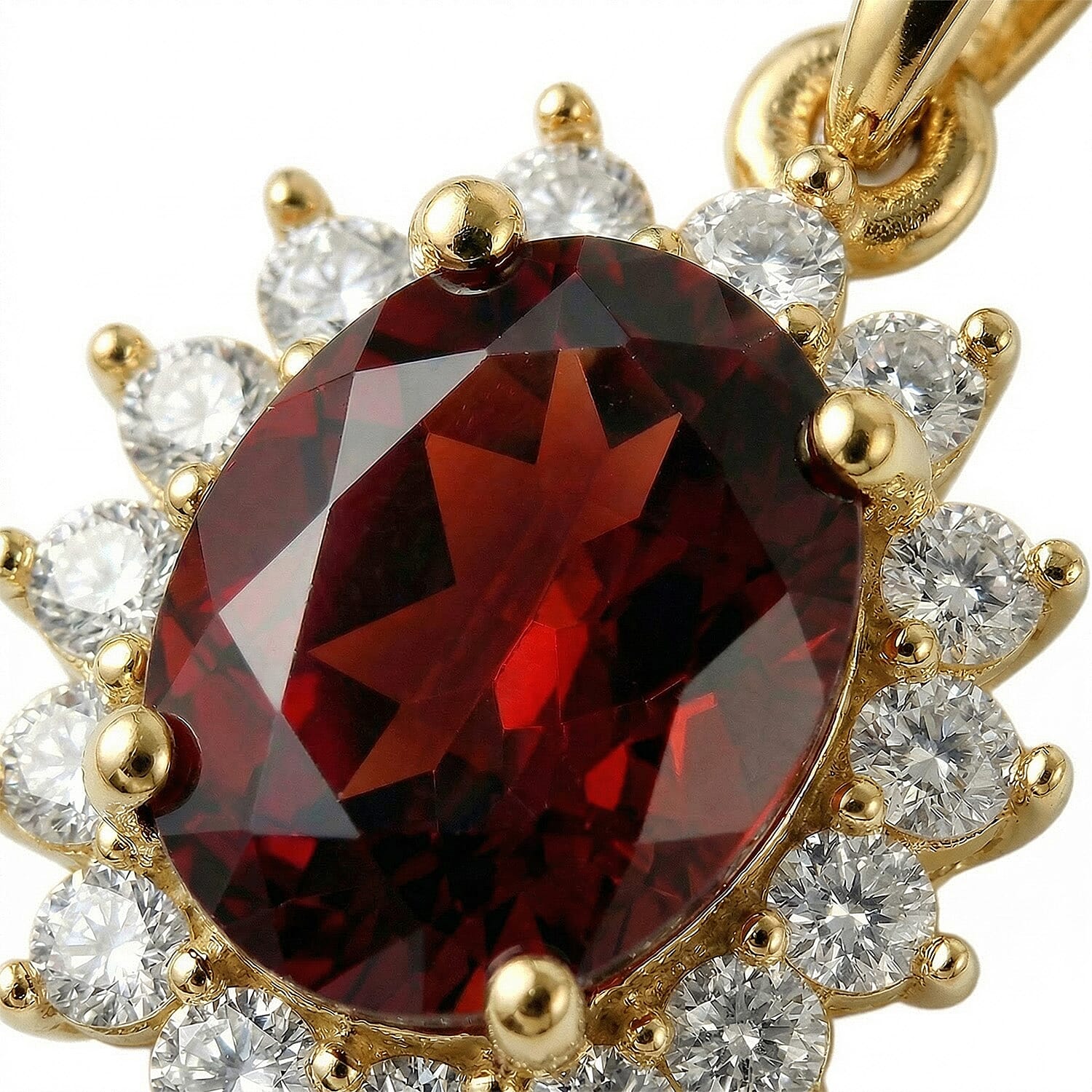 Red Garnet and Natural Cambodian Zircon Pendant with Chain (Size - 20) in 18K Vermeil Yellow Gold Plated Sterling Silver 1.370 Ct