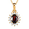 Amethyst and Natural Zircon Halo Pendant with Chain (Size-20) in 18K Vermeil Yellow Gold Plated Sterling Silver 1.10 Ct.