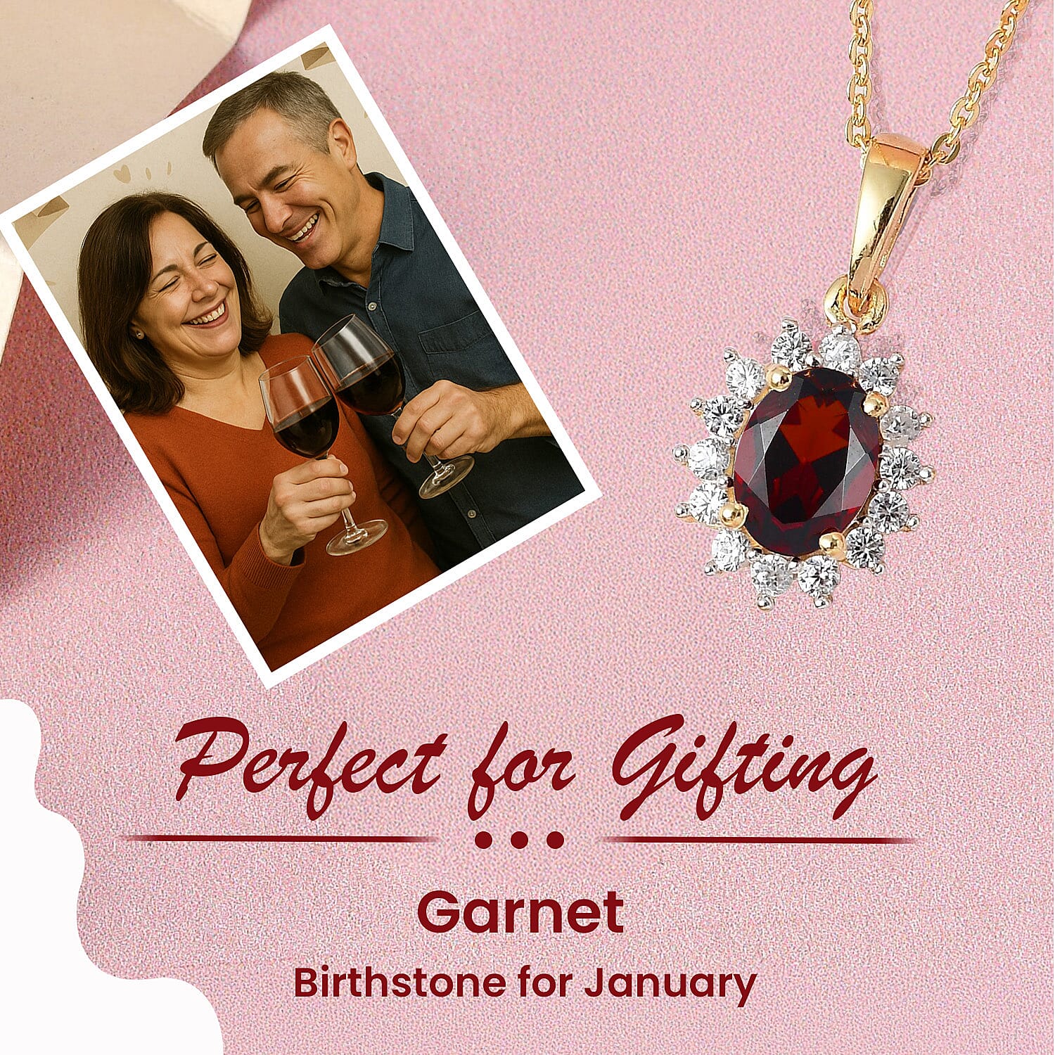 Red Garnet and Natural Cambodian Zircon Pendant with Chain (Size - 20) in 18K Vermeil Yellow Gold Plated Sterling Silver 1.370 Ct