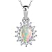 Halo Pendant with Chain in Platinum Overlay Sterling Silver