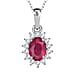 Halo Pendant with Chain in Platinum Overlay Sterling Silver