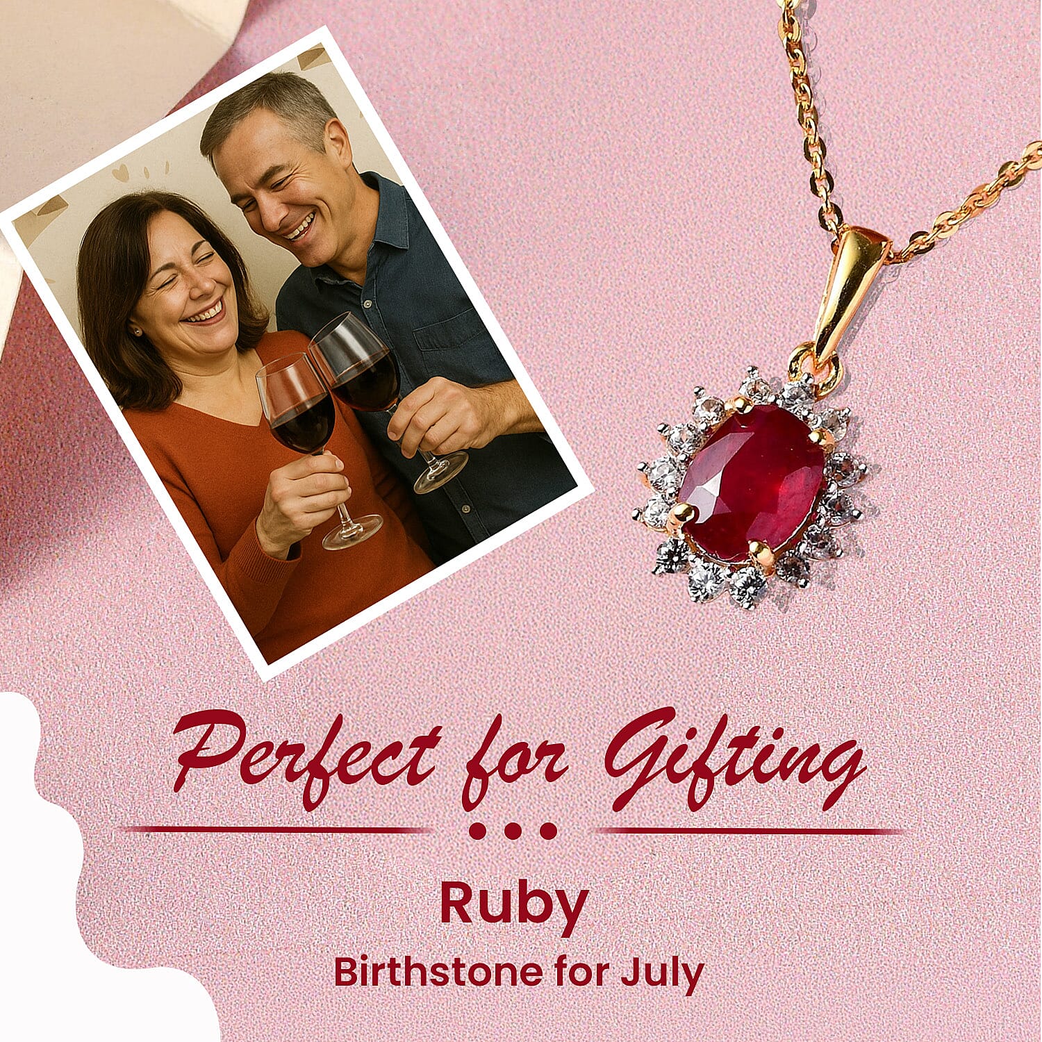 African Ruby (FF) and Natural Cambodian Zircon Pendant with Chain (Size -  20) in 18K Vermeil Yellow Gold Plated Sterling Silver 1.610 Ct.