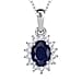 Halo Pendant with Chain in Platinum Overlay Sterling Silver