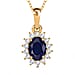 Amethyst February Birthstone and Natural Zircon Halo Pendant with Chain (Size-20) in 18K Vermeil Yellow Gold Plated Sterling Silver