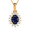 Emerald and Natural Zircon Halo Pendant with Chain (Size 20) in 18K Yellow Gold Vermeil Plated Sterling Silver 1.03 Ct