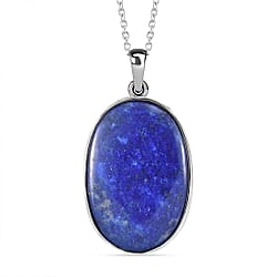 Lapis Lazuli Pendant with Chain (Size - 20) in Stainless Steel 28.500 Ct.