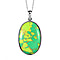 Green Mojave Turquoise Pendant with Chain (Size - 20) in Stainless Steel 28.500 Ct.