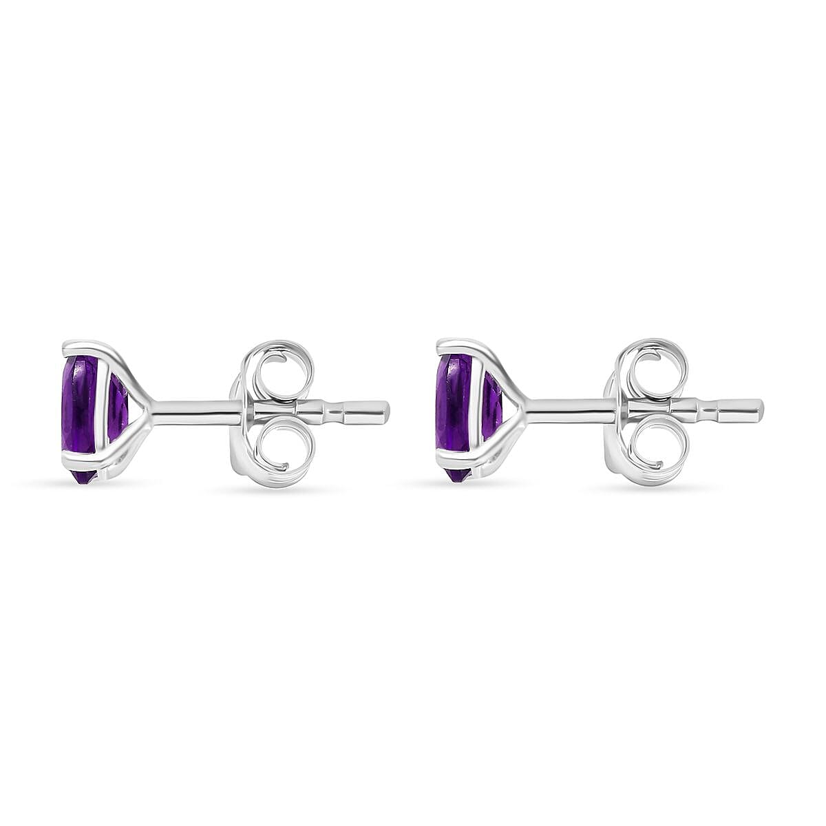 2 Piece Set - Amethyst Cross Pendant with Stainless Steel Chain (Size-20) and Stud Earrings in Sterling Silver 3.66 Ct