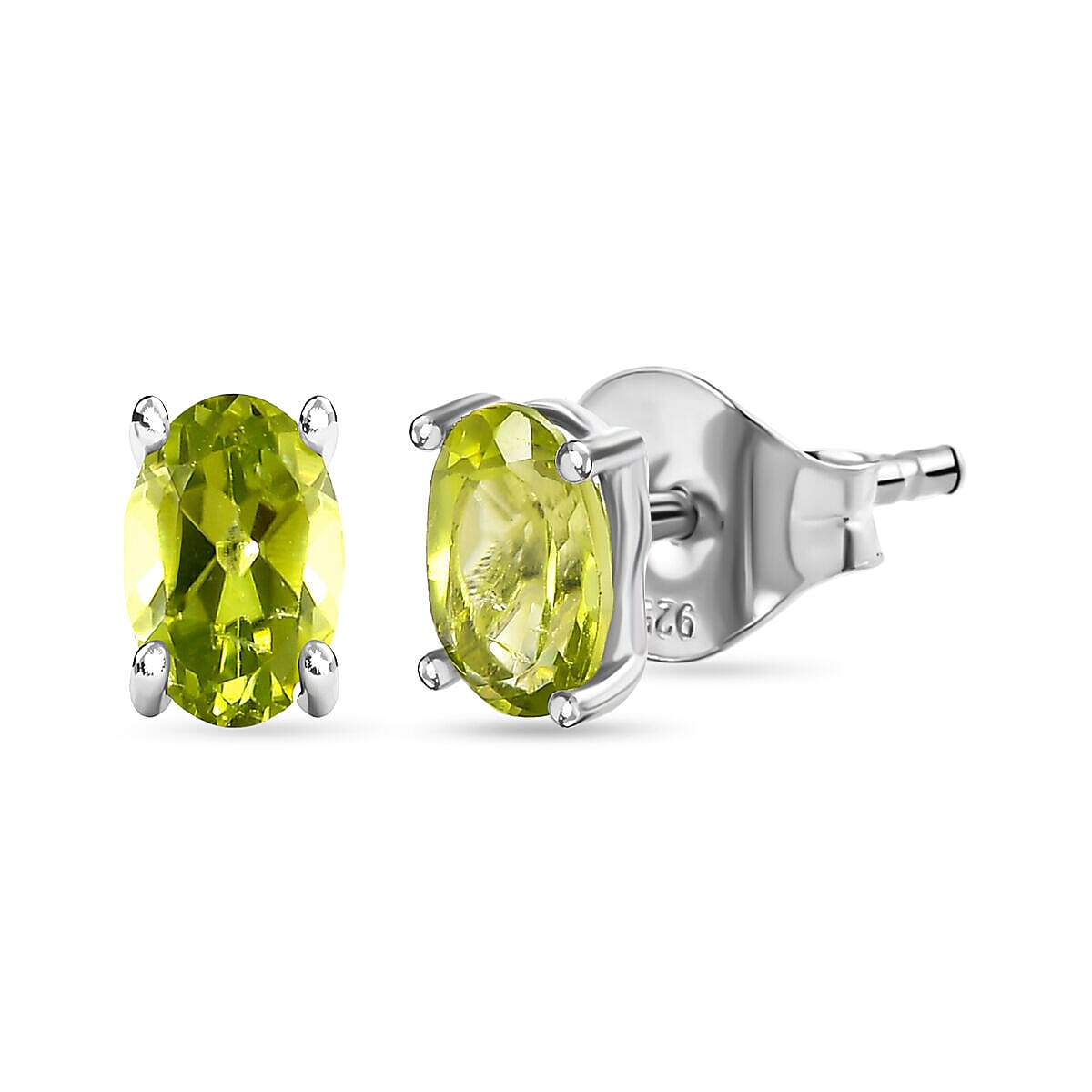 2 Piece Set - Hebei Peridot Cross Pendant with Chain and Stud Earrings in Sterling Silver