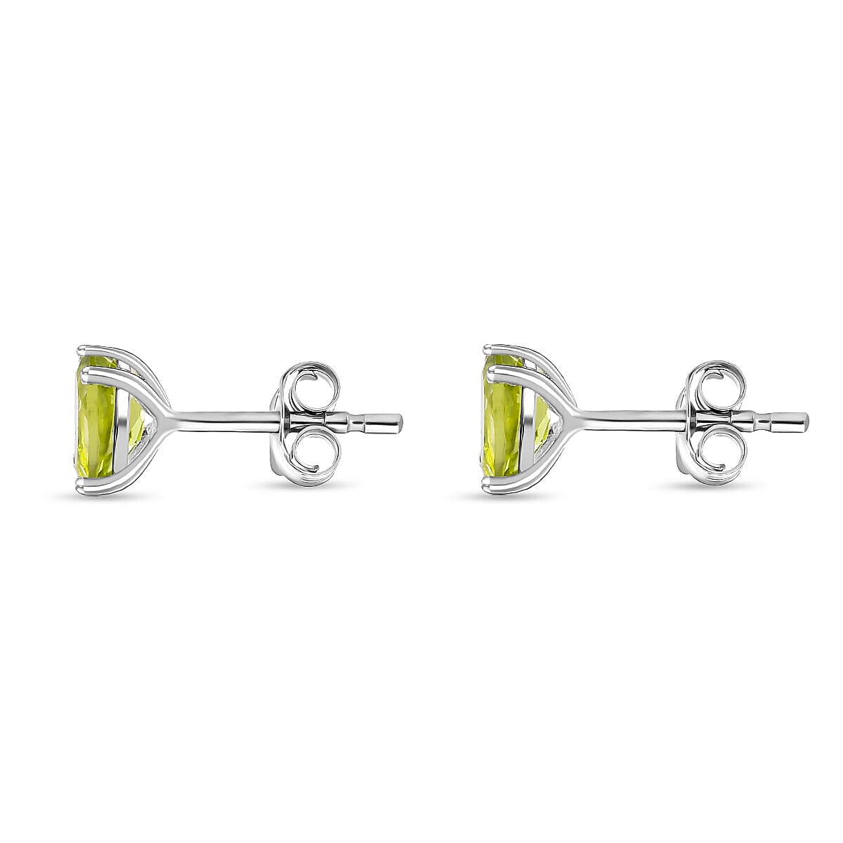 2 Piece Set - Hebei Peridot Cross Pendant with Chain and Stud Earrings in Sterling Silver