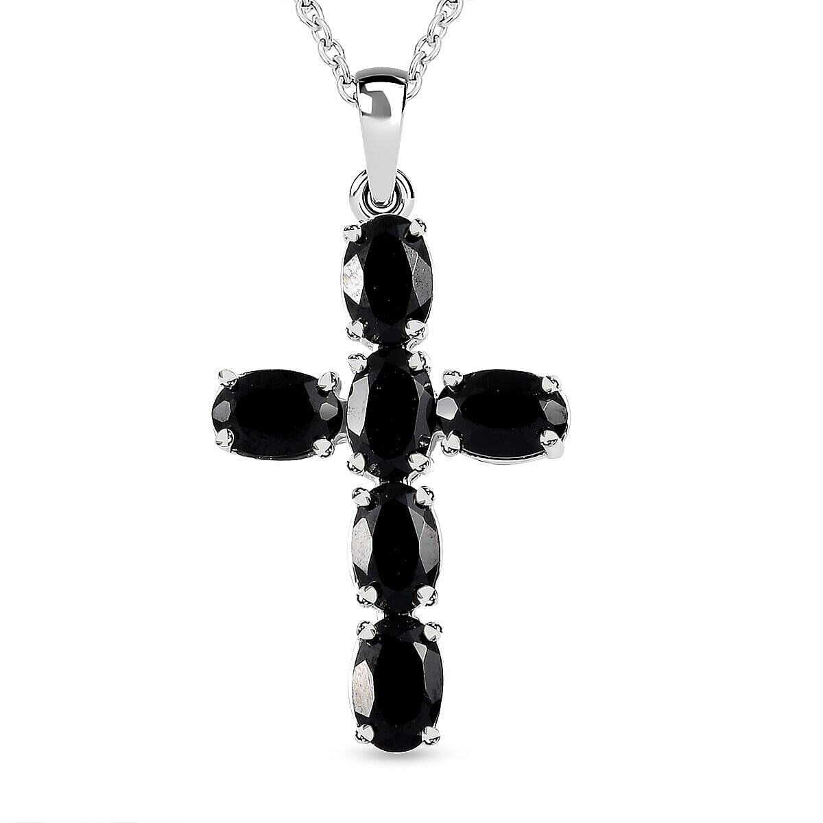 2 Piece Set - Boi Ploi Black Spinel Cross Pendant and Stud Earrings