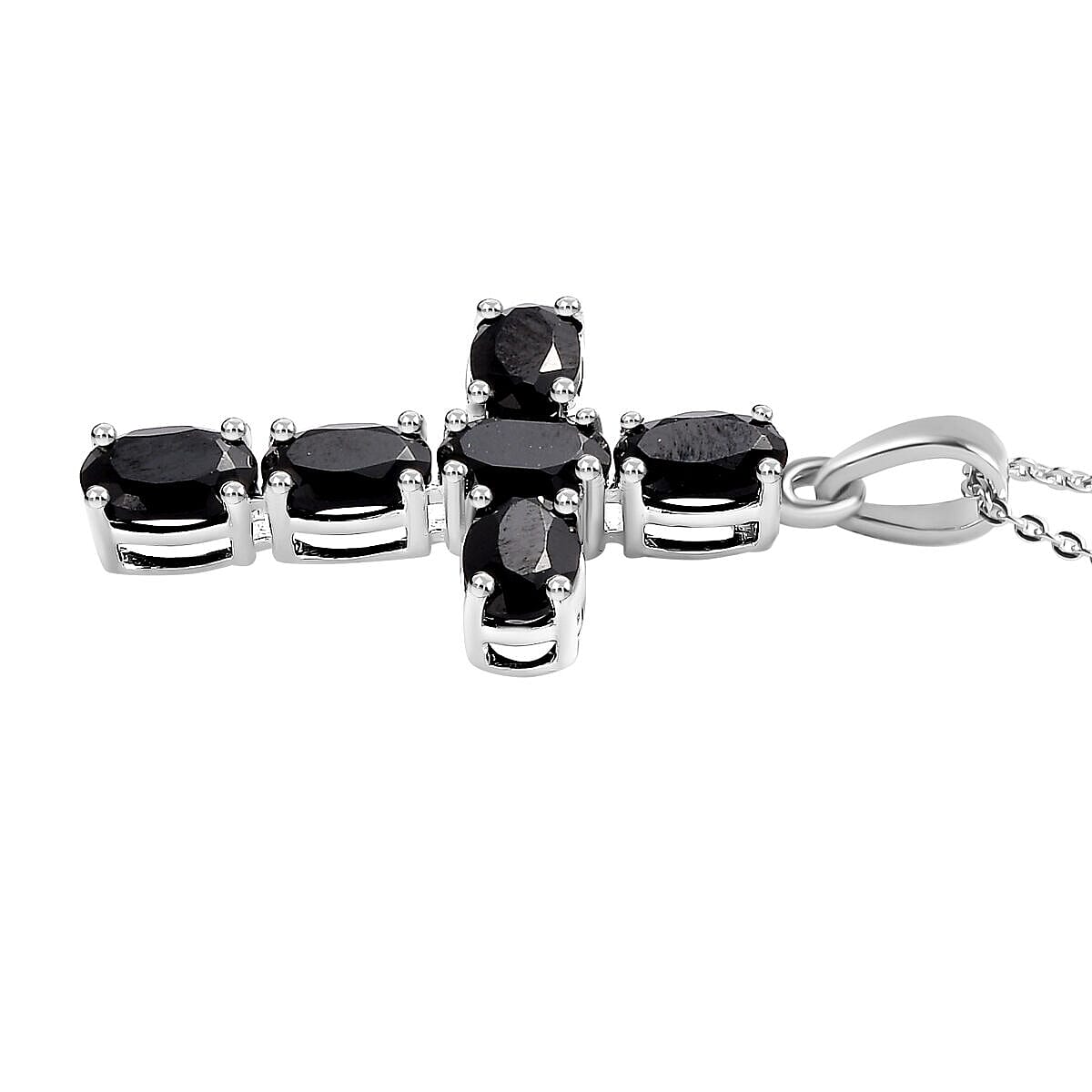 2 Piece Set - Boi Ploi Black Spinel Cross Pendant and Stud Earrings