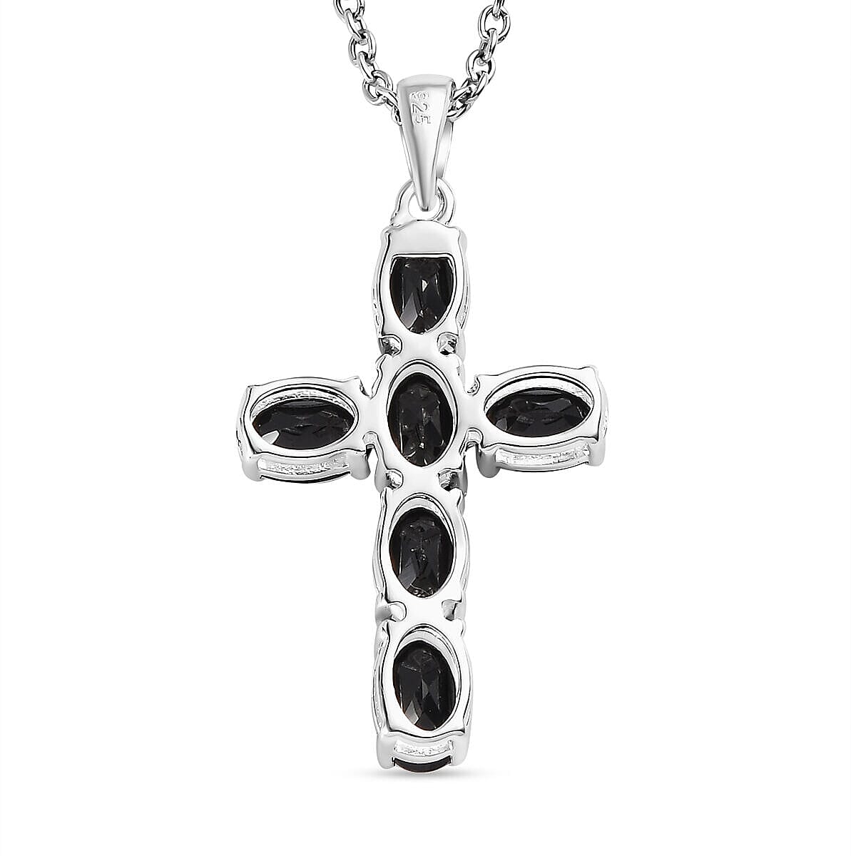 2 Piece Set - Boi Ploi Black Spinel Cross Pendant and Stud Earrings