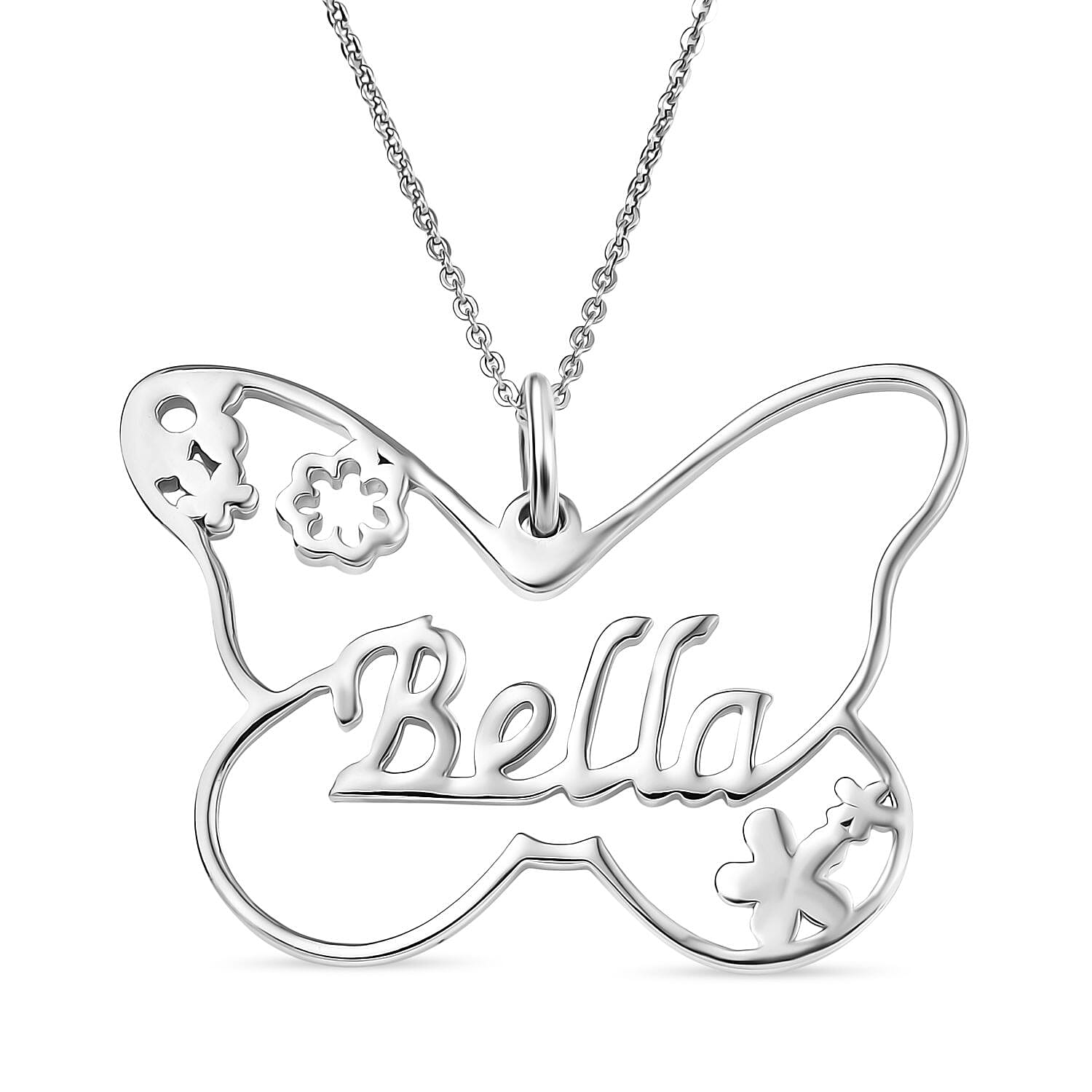 Pendant With Chain (Size-20) in Platinum Overlay Sterling Silver, Silver Wt. 6.90 Gms.