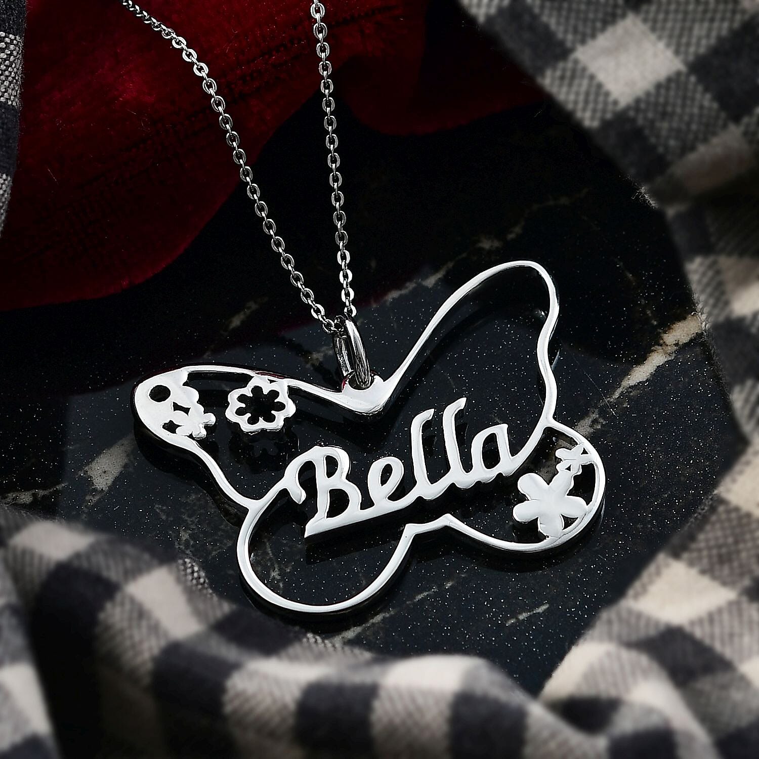 Pendant With Chain (Size-20) in Platinum Overlay Sterling Silver, Silver Wt. 6.90 Gms.