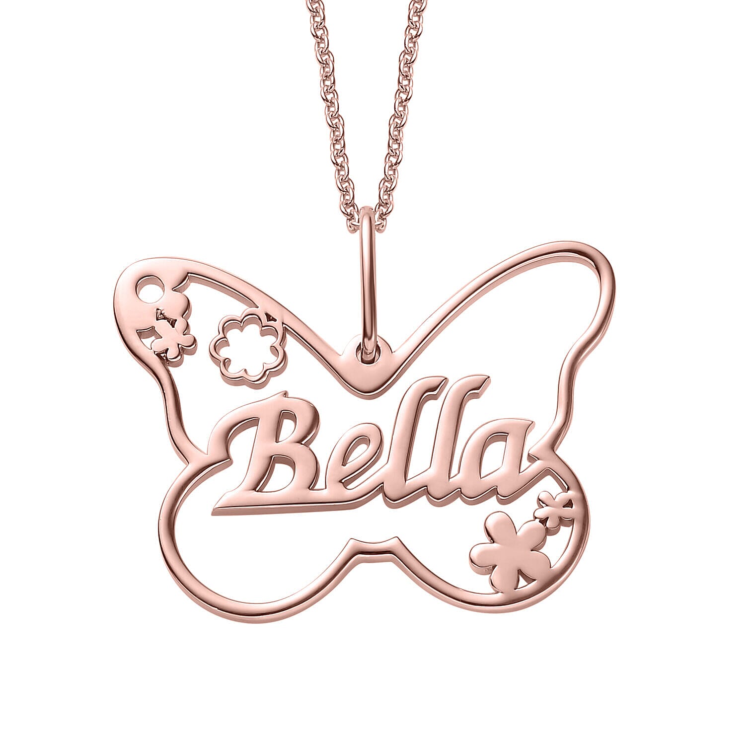 Pendant with Cable Chain (Size - 20) in 18K Vermeil Rose Gold Plated Sterling Silver