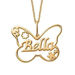 Personalised Butterfly Pendant With Chain in Platinum Overlay Sterling Silver 20 Inch