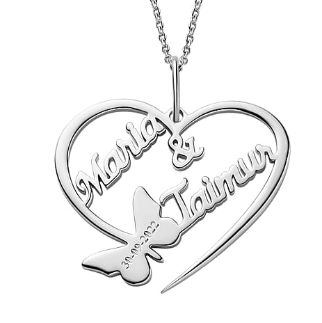 Heart Pendant with Chain (Size - 20) in Platinum Overlay Sterling Silver