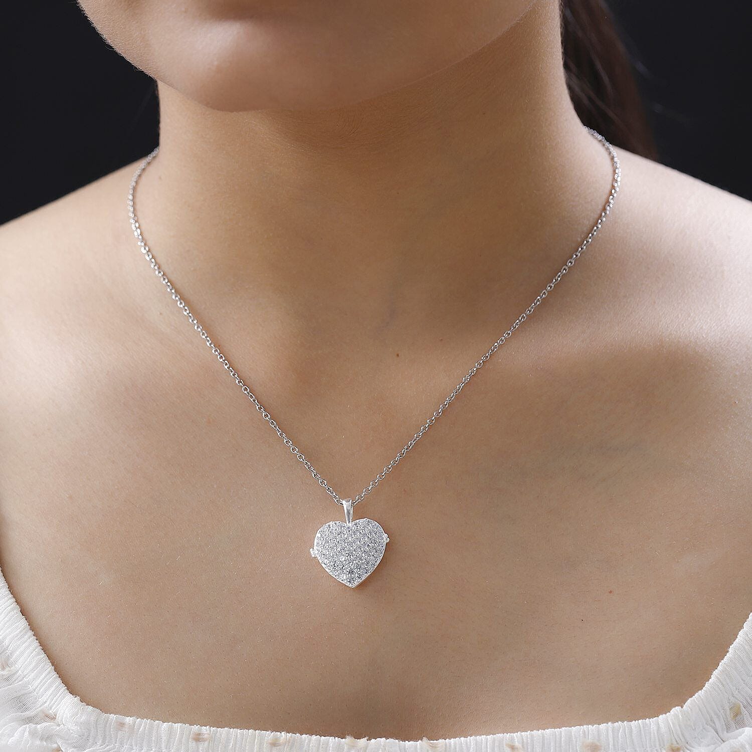 Cubic Zirconia Heart Pendant with Chain (Size 20)