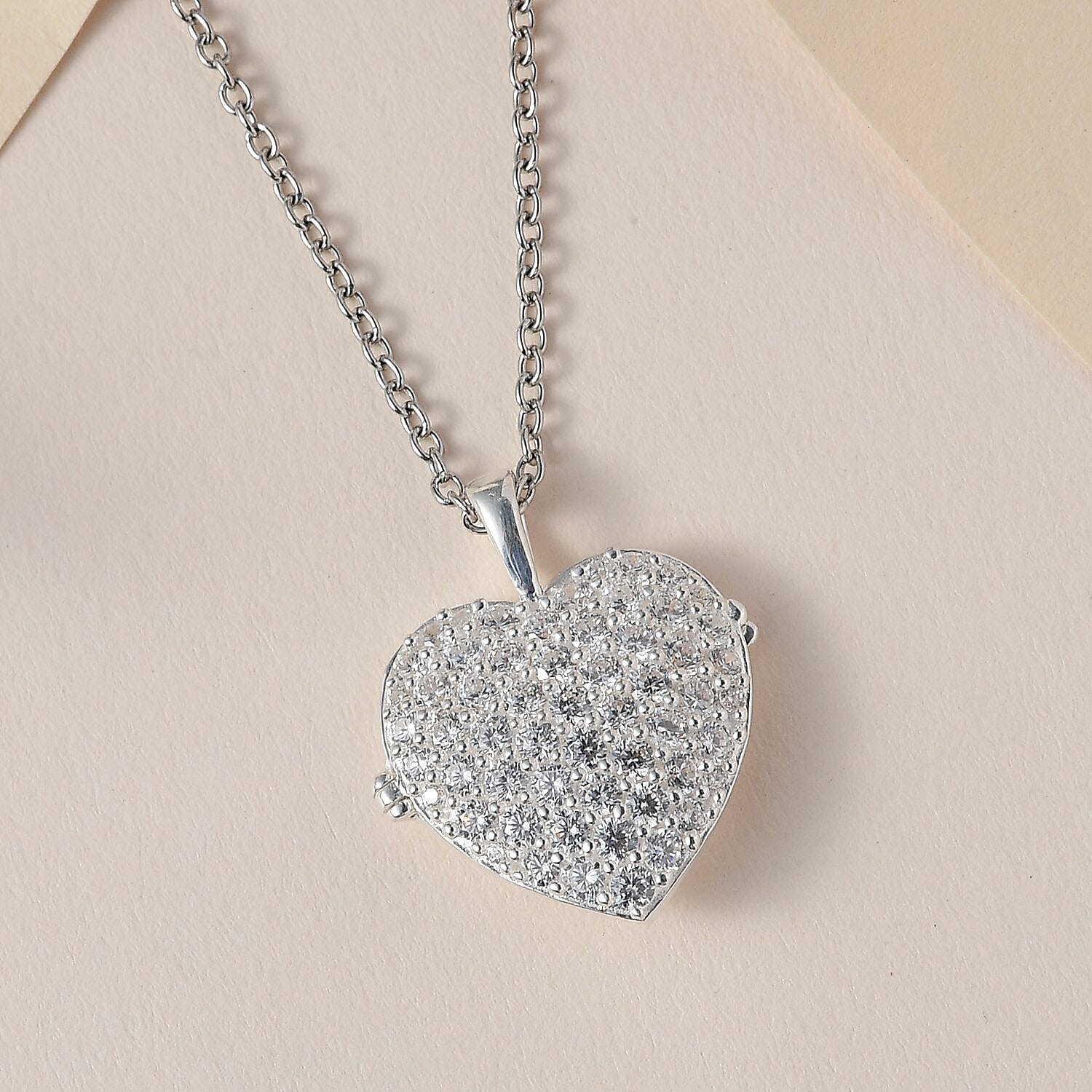 Cubic Zirconia Heart Pendant with Chain (Size 20)