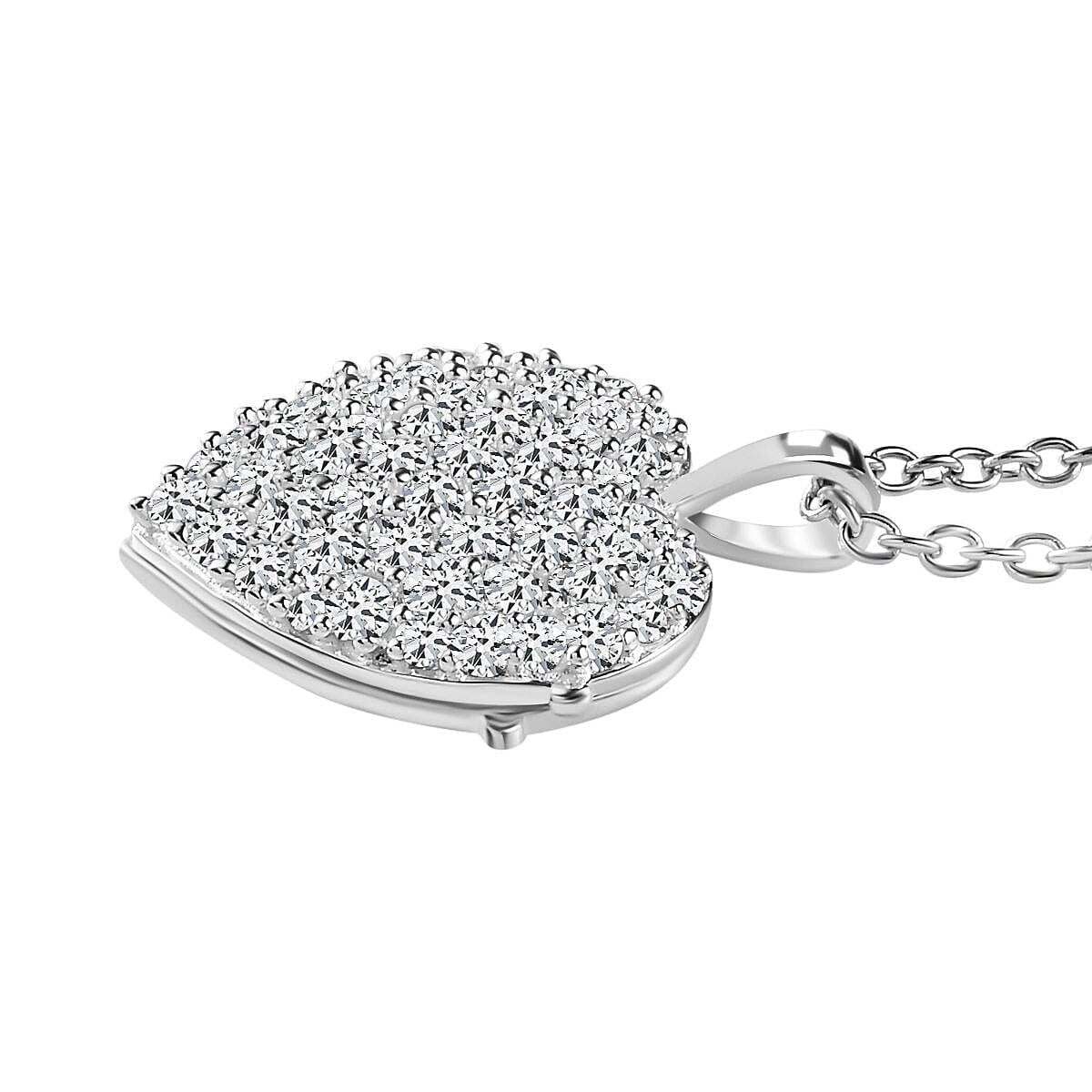 Cubic Zirconia Heart Pendant with Chain (Size 20)