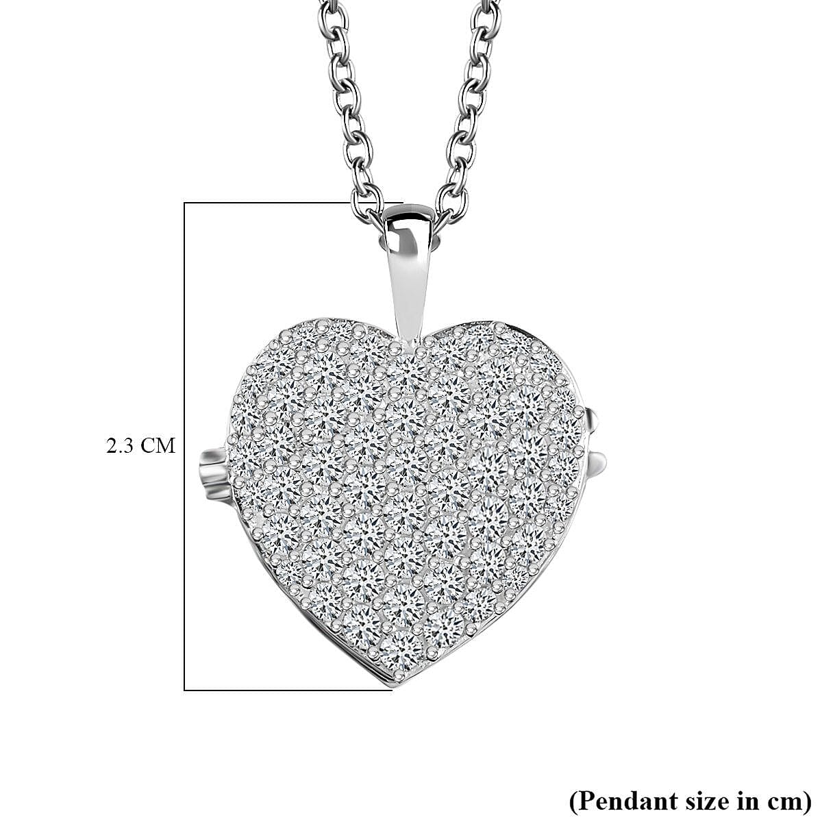 Cubic Zirconia Heart Pendant with Chain (Size 20)