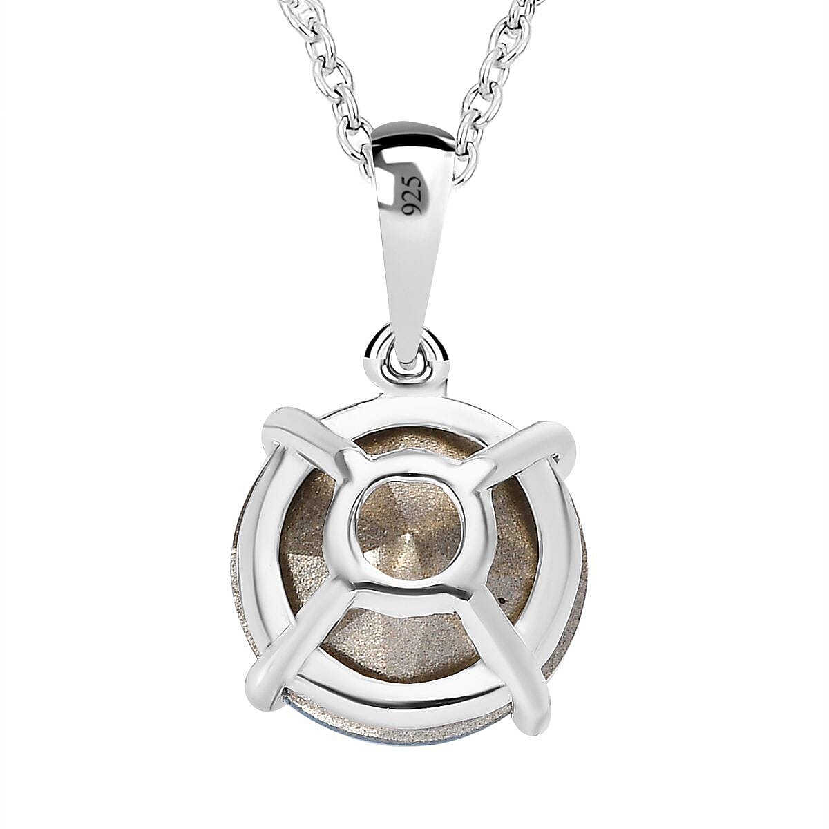 Aquamarine Austrian Crystal Pendant with Stainless Steel Chain (Size 20)