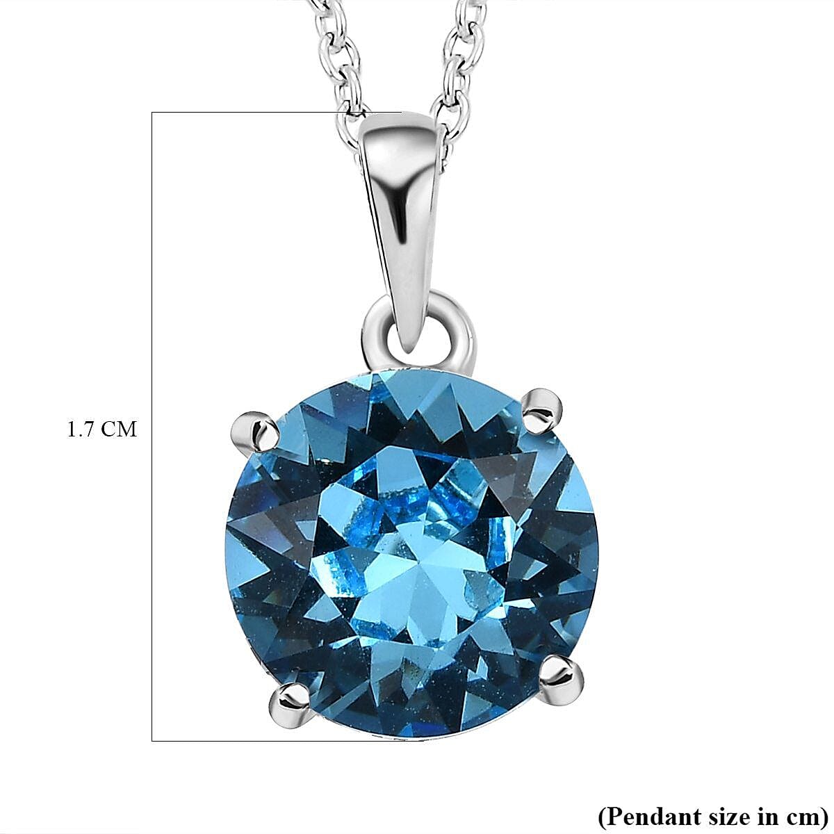 Aquamarine Austrian Crystal Pendant with Stainless Steel Chain (Size 20)