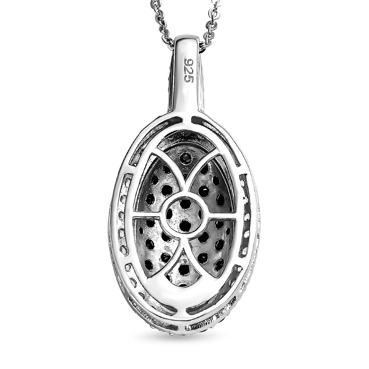Natural Boi Ploi Black Spinel and Natural Zircon Pendant with Chain (Size 20) in Platinum Overlay Sterling Silver 2.50 Ct