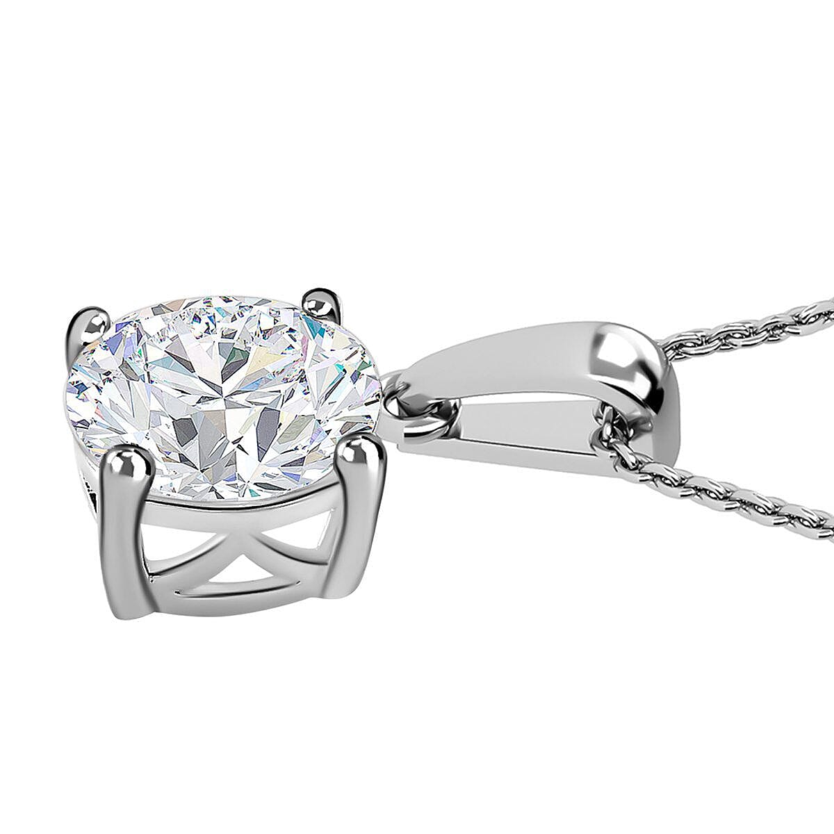 Bangkok Closeout Deal - 2 Piece Set - Simulated Diamond Pendant with Chain (Size - 20) and Stud Earrings in Sterling Silver