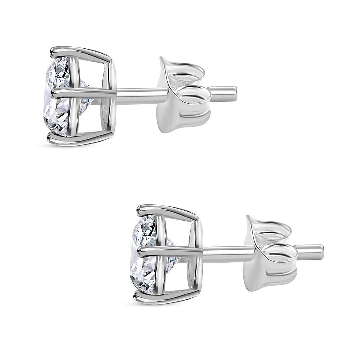 Bangkok Closeout Deal - 2 Piece Set - Simulated Diamond Pendant with Chain (Size - 20) and Stud Earrings in Sterling Silver