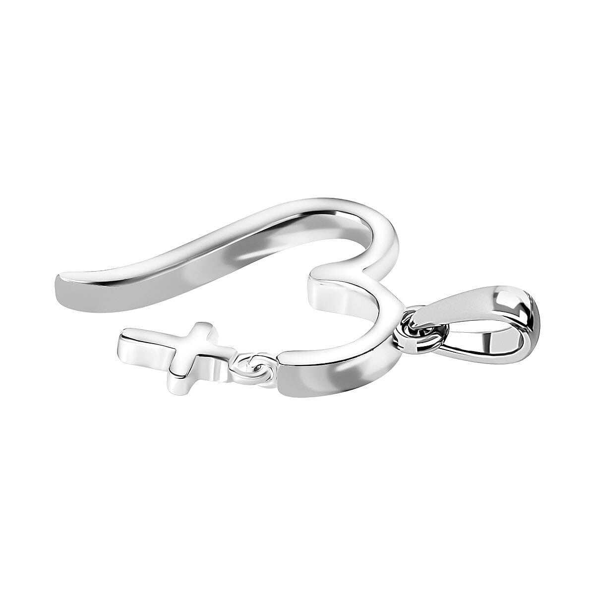 Sterling Silver Holy Cross Heart Pendant with Stainless Steel Chain (Size 20)