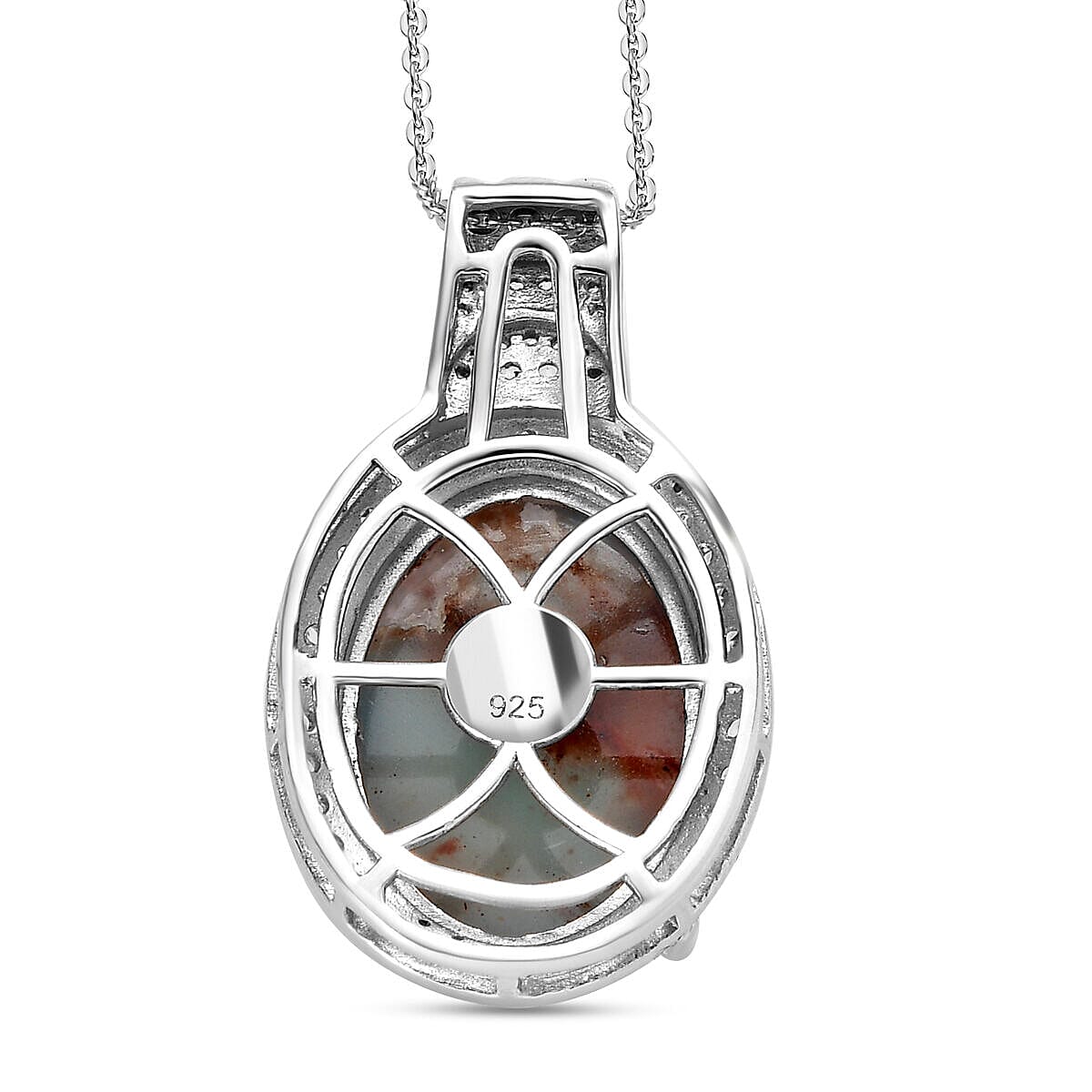 Zimbaprase and Natural Zircon Pendant with Chain (Size-20) in Platinum Overlay Sterling Silver 15.83 Ct.