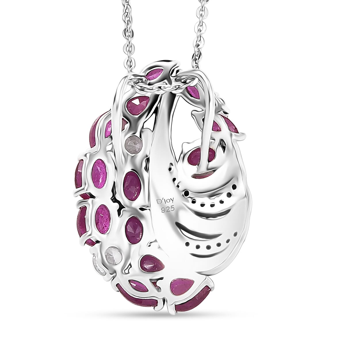 African Ruby, & Zircon Pendant with Chain (Size 20) in Rhodium Overlay Sterling Silver African Ruby, & Zircon Pendant with Chain (Size 20) in Rhodium Overlay Sterling Silver