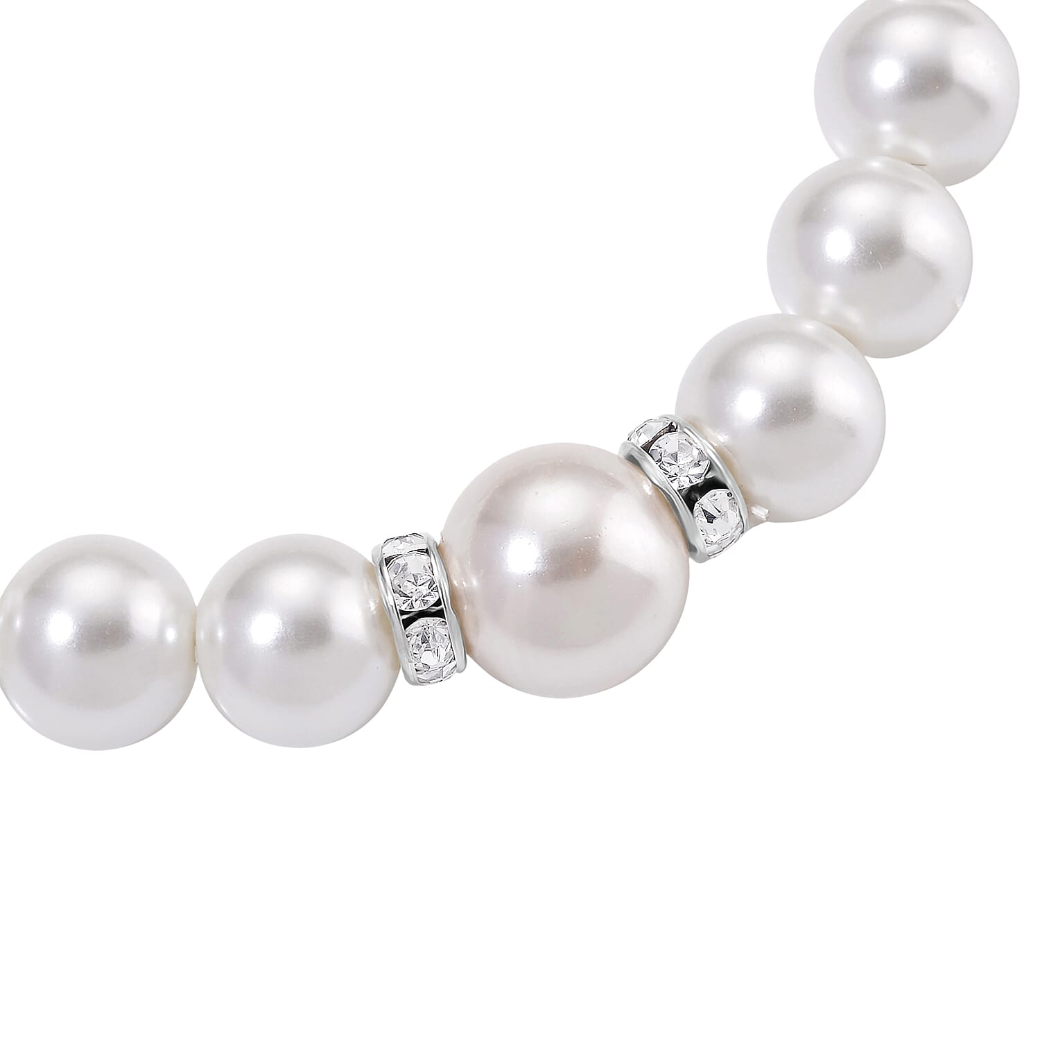 2 Piece Set - White Shell Pearl & Austrian White Crystal Earring with Hook & Strechable Bracelet (Size - 7.5) 169.00 Ct.