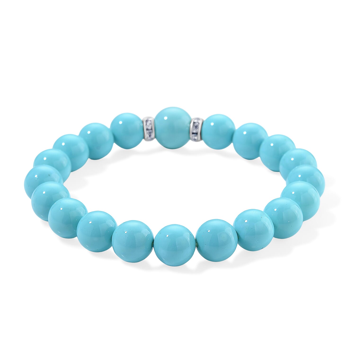 2 Piece Set - Sleeping Beauty Colour Shell Pearl & Austrian White Crystal Earring with Hook & Strechable Bracelet (Size - 7.5) 169.00 Ct.