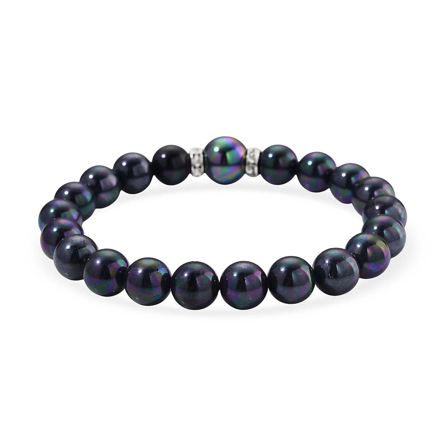 2 Piece Set - Peacock Shell Pearl & Austrian White Crystal Earring with Hook & Strechable Bracelet (Size - 7.5) 169.00 Ct.