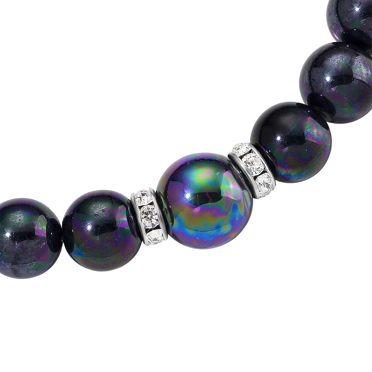 2 Piece Set - Peacock Shell Pearl & Austrian White Crystal Earring with Hook & Strechable Bracelet (Size - 7.5) 169.00 Ct.