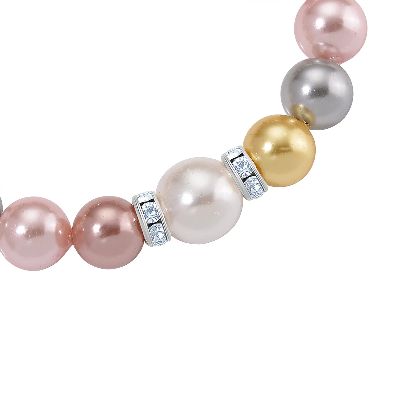 2 Piece Set - Multi Colour Shell Pearl & Austrian White Crystal Earring with Hook & Strechable Bracelet (Size - 7.5) 169.00 Ct.