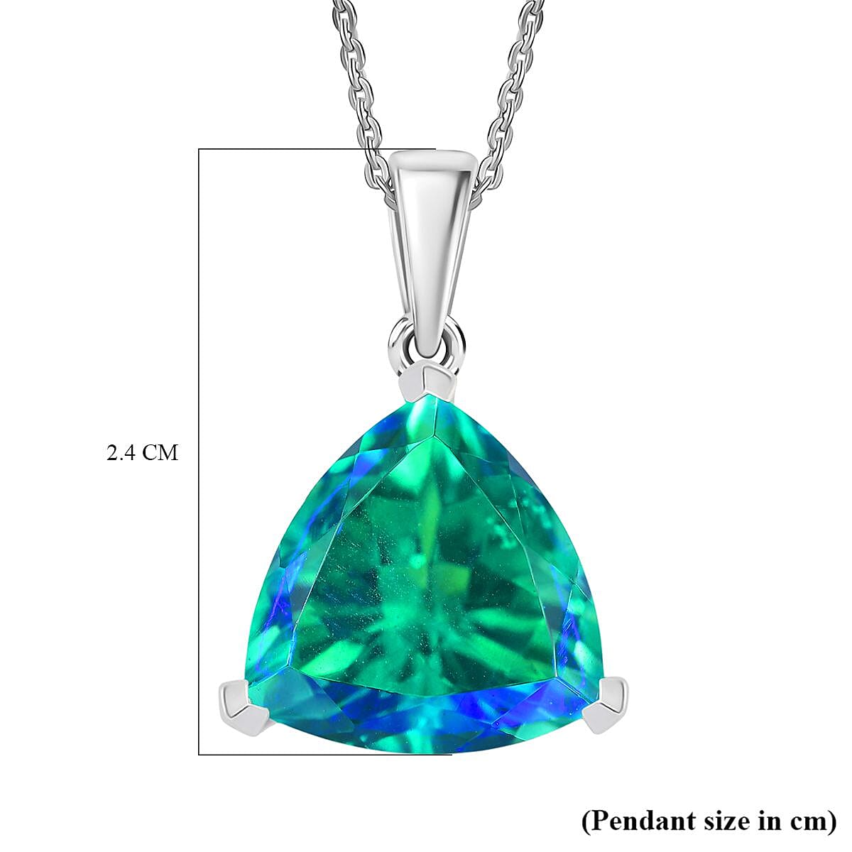 D'joy Peacock Triplet Quartz Pendant with Chain (Size 20) in Rhodium Overlay Sterling Silver 10.21 Ct.