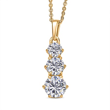 Moissanite Pendant with Chain (Size 20) in 14K Yellow Gold Plated Sterling Silver 1.39 Ct.