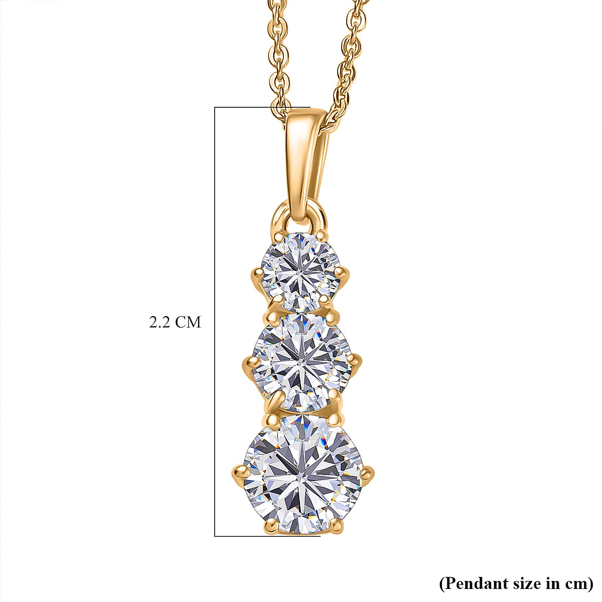 Moissanite Pendant with Chain (Size 20) in 14K Yellow Gold Plated Sterling Silver 1.39 Ct. Moissanite Pendant with Chain (Size 20) in 14K Yellow Gold Plated Sterling Silver 1.39 Ct.
