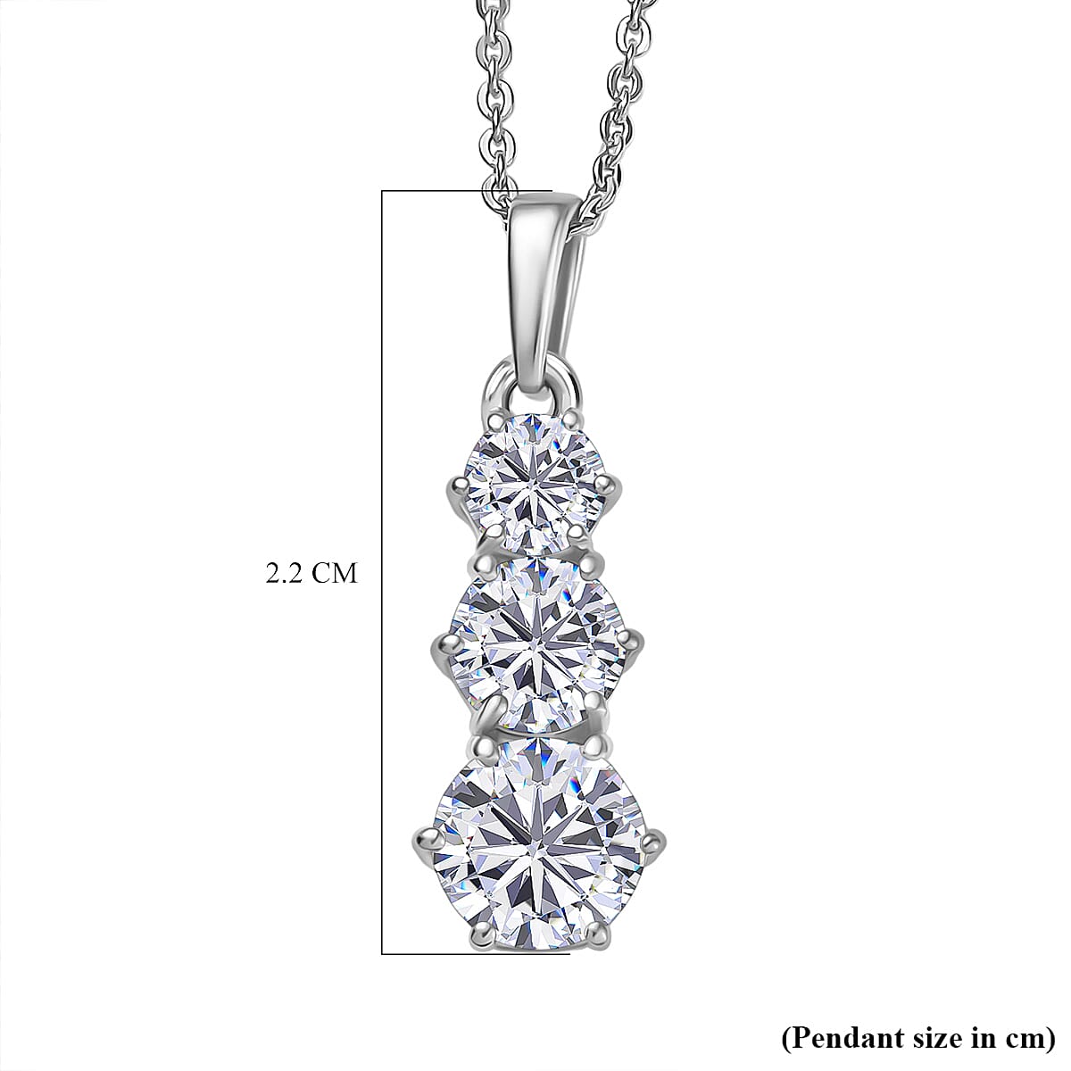 Moissanite Pendant with Chain (Size 20) in Platinum Overlay Sterling Silver 1.38 Ct. Moissanite Pendant with Chain (Size 20) in Platinum Overlay Sterling Silver 1.38 Ct.