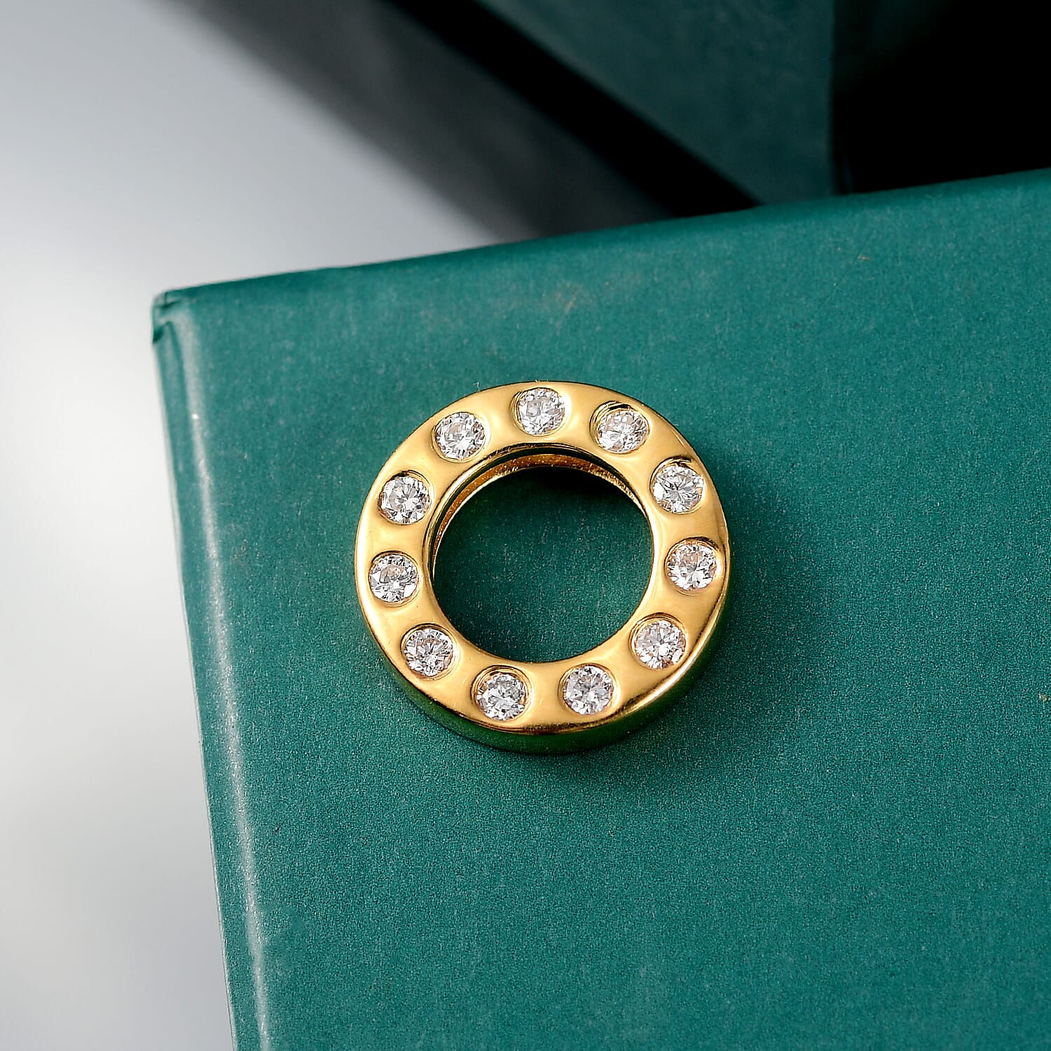 Lab Grown Diamond Pendant with Chain (Size 20) in 18K YG Vermeil Sterling Silver  Wt. 5.08 Gms  0.330  Ct.