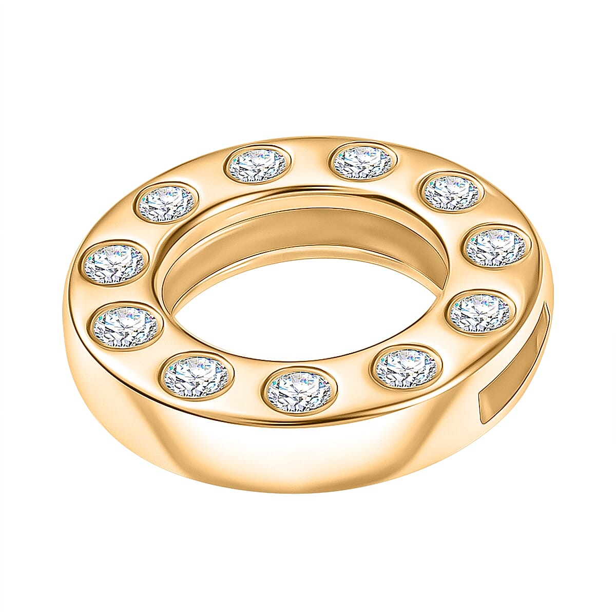 Lab Grown Diamond Pendant with Chain (Size 20) in 18K YG Vermeil Sterling Silver  Wt. 5.08 Gms  0.330  Ct.